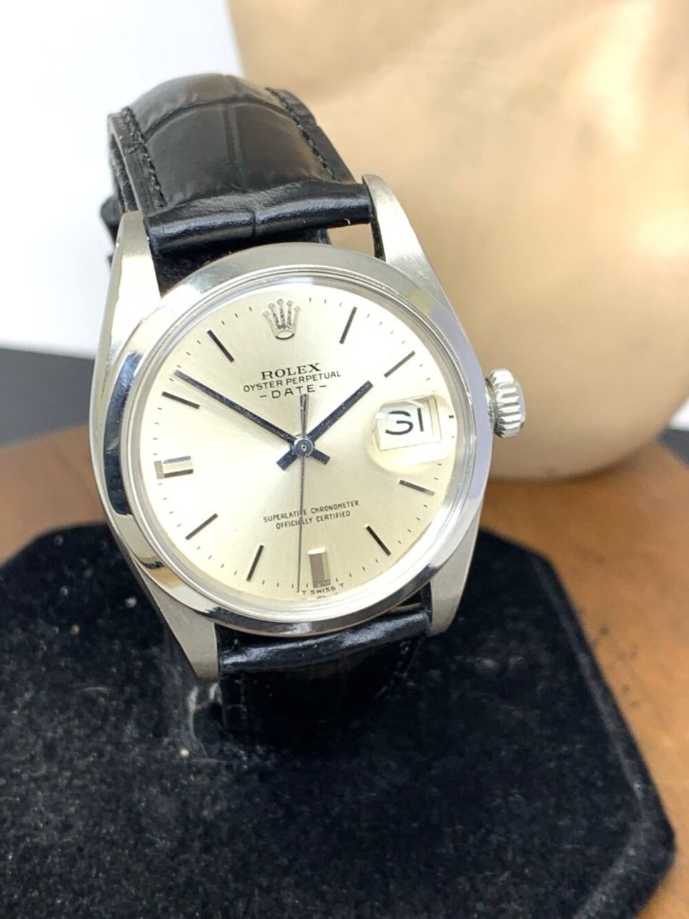 Rolex Oyster Perpetual Date 1500 Men's Watch Swiss Automatic 1969 Silver Dial - Picture 12 of 13